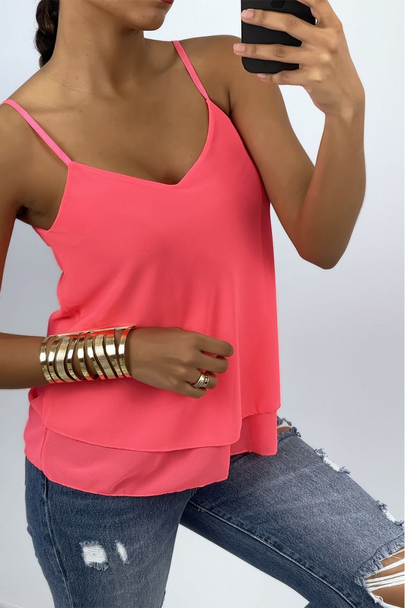 Cheap fluid coral top with spaghetti straps - 1 Cheap fluid coral top with spaghetti straps - 1