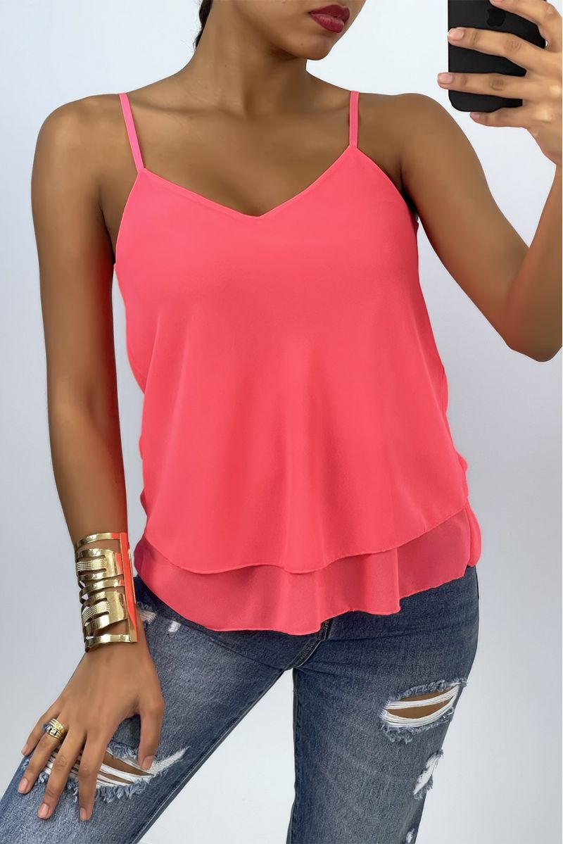 Cheap fluid coral top with spaghetti straps - 2 Cheap fluid coral top with spaghetti straps - 2