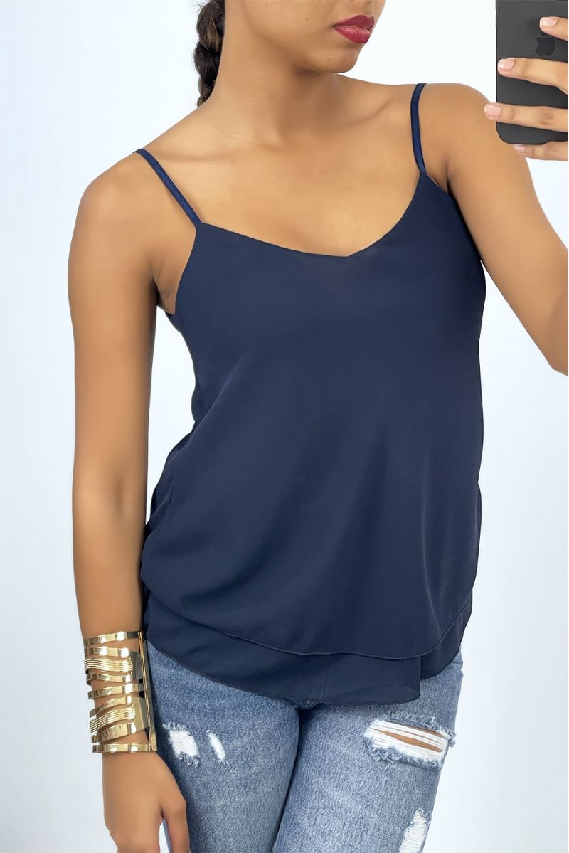 Cheap fluid navy top with spaghetti straps - 1
