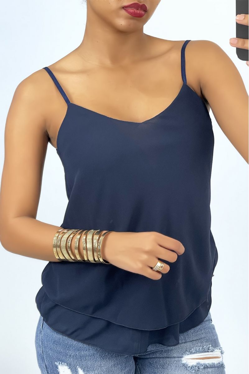 Cheap fluid navy top with spaghetti straps - 2