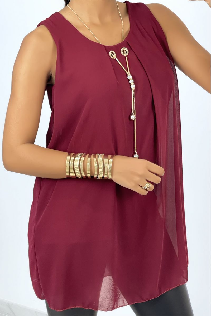 Goedkope bordeauxrode tuniek met korte mouwen - 2 Goedkope bordeauxrode tuniek met korte mouwen - 2