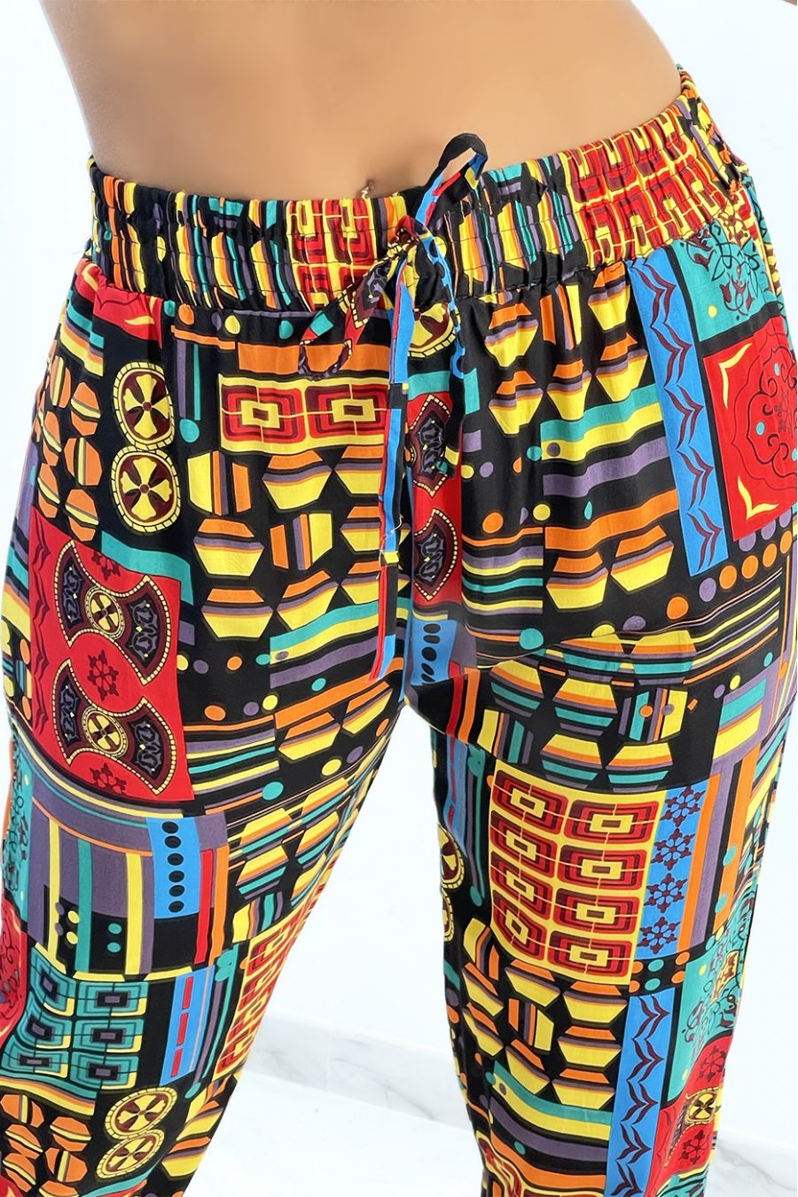 Pantalon fluide vert à imprimé multi-color - 5