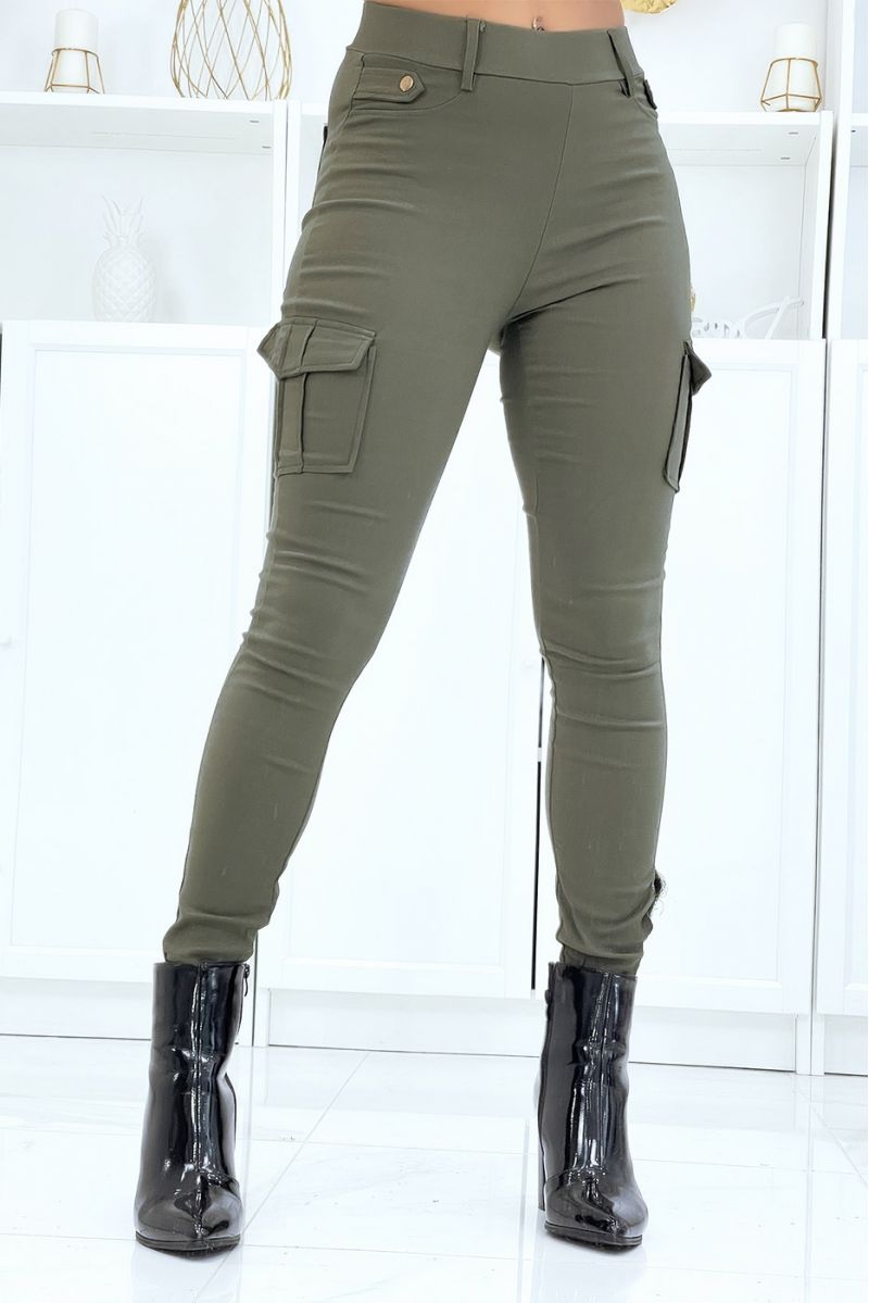 Kaki stretch cargobroek ENLEG-7157 - 1