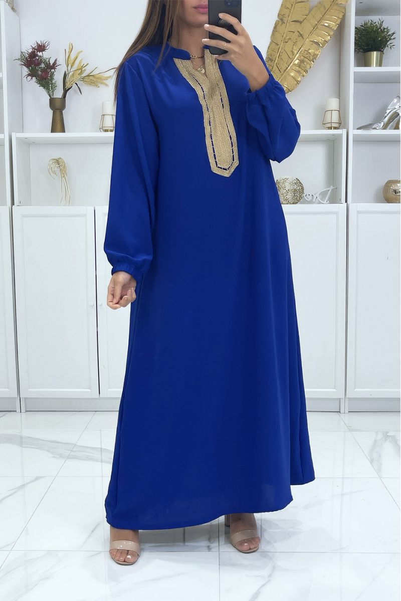 Robe royale à manches longues et col brodé or - 1
