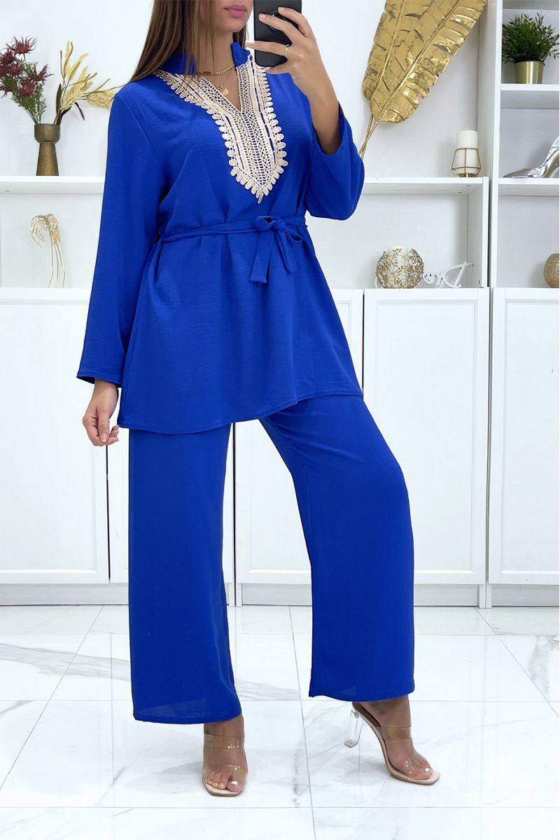 Royal set met oriëntaalse details tuniek en broek - 2 Royal set met oriëntaalse details tuniek en broek - 2