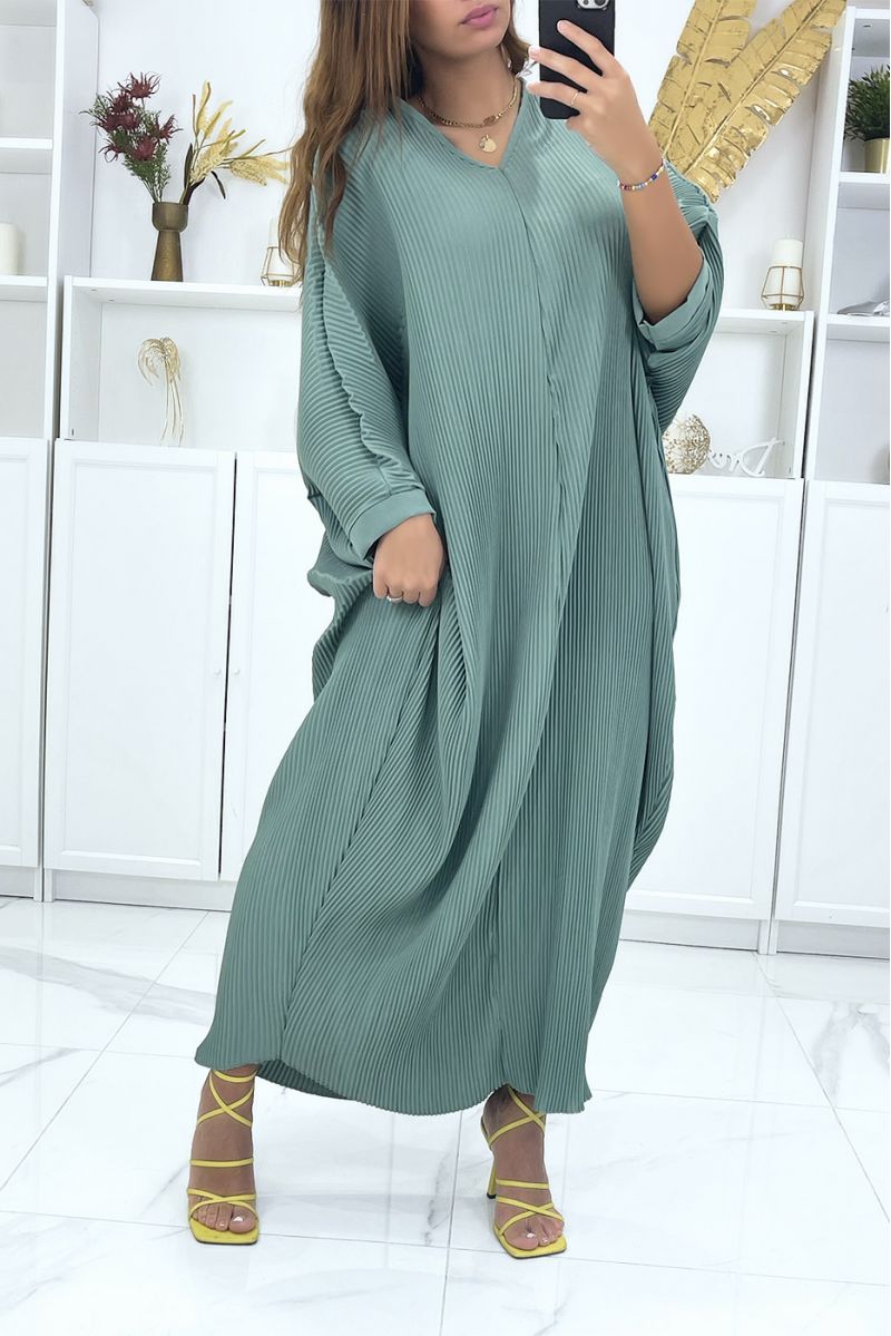Plus size dress with sea green batwing sleeves - 1 Plus size dress with sea green batwing sleeves - 1