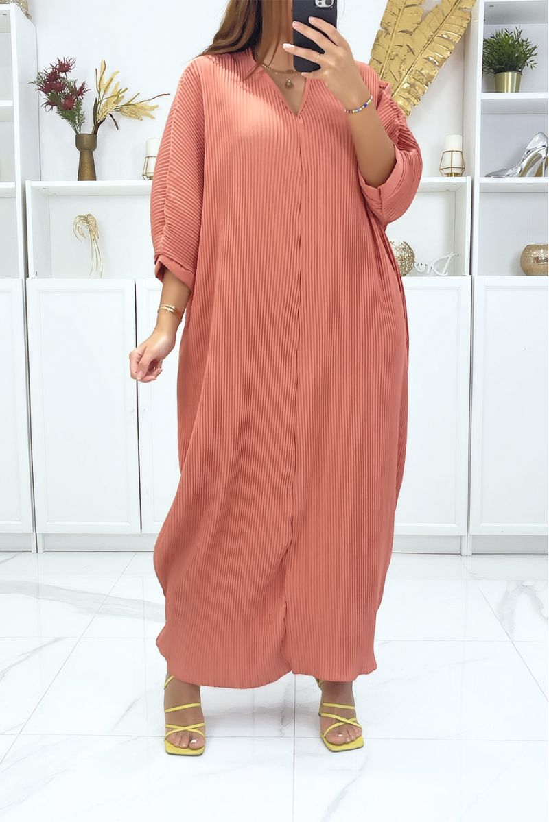 Robe grande taille à manches chauve-souris rose foncée - 1 Robe grande taille à manches chauve-souris rose foncée - 1