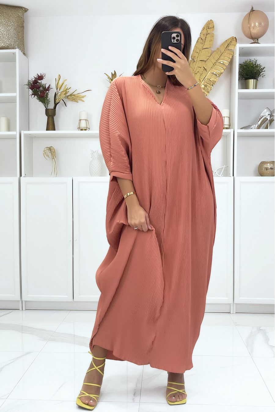 Robe grande taille à manches chauve-souris rose foncée - 2