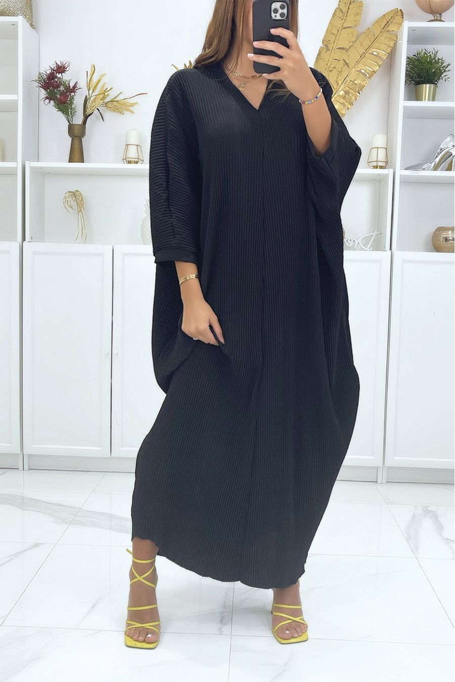 Black Long Sleeve Plus Size Dress - 1