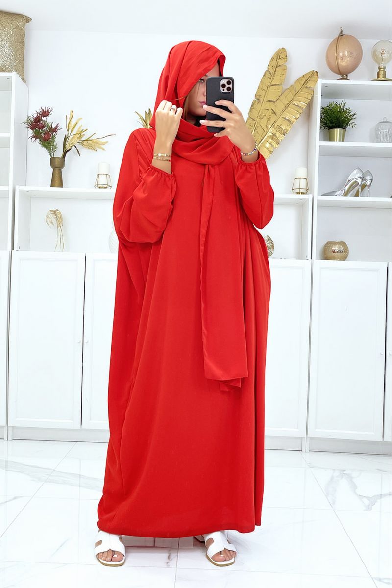Verwarren theorie Zenuwinzinking Abaya rouge avec voile intégré pas chère couleur vitaminée