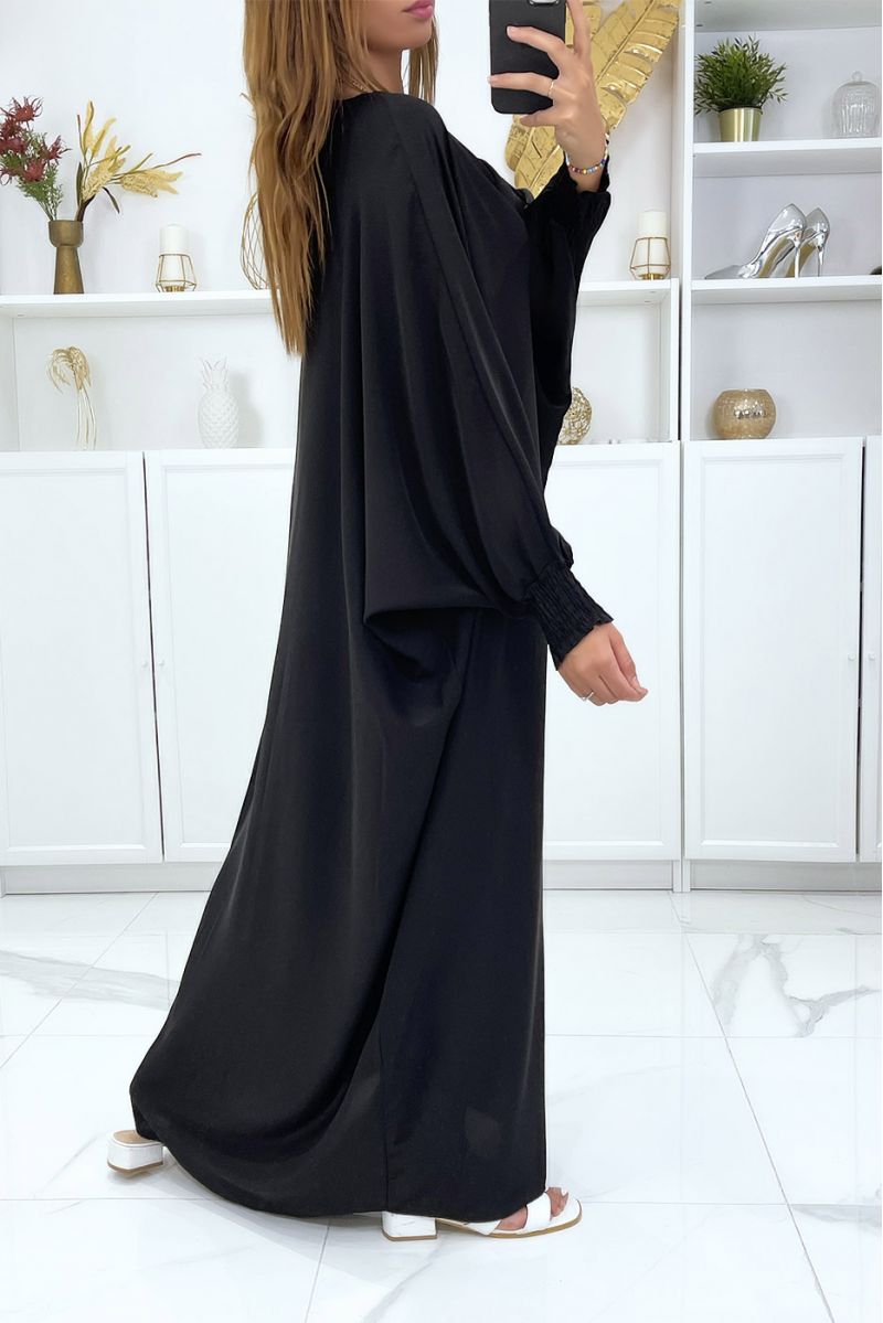 LoLLue abaya noire très ample avec élastique aux manches - 1 LoLLue abaya noire très ample avec élastique aux manches - 1