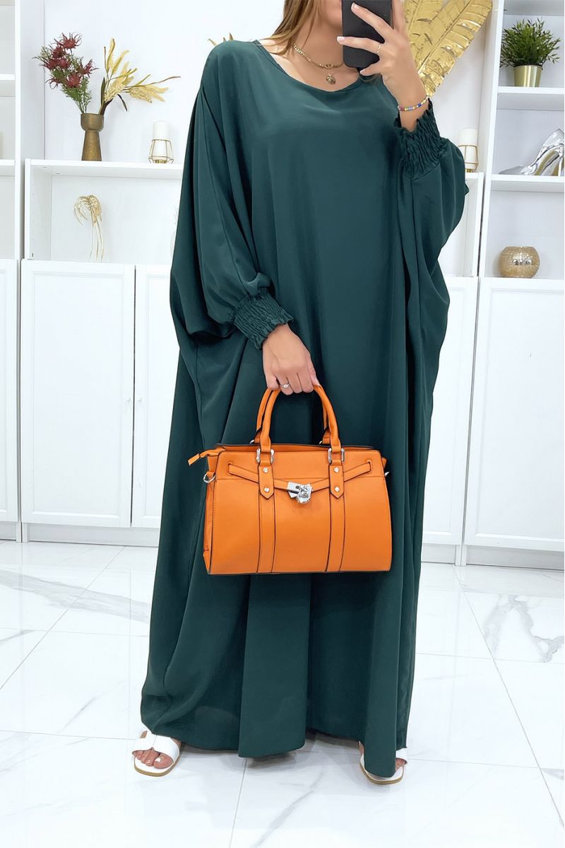 Lange, zeer losse groene abaya met elastische mouwen - 3