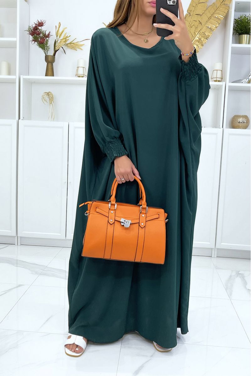 Lange, zeer losse groene abaya met elastische mouwen - 4