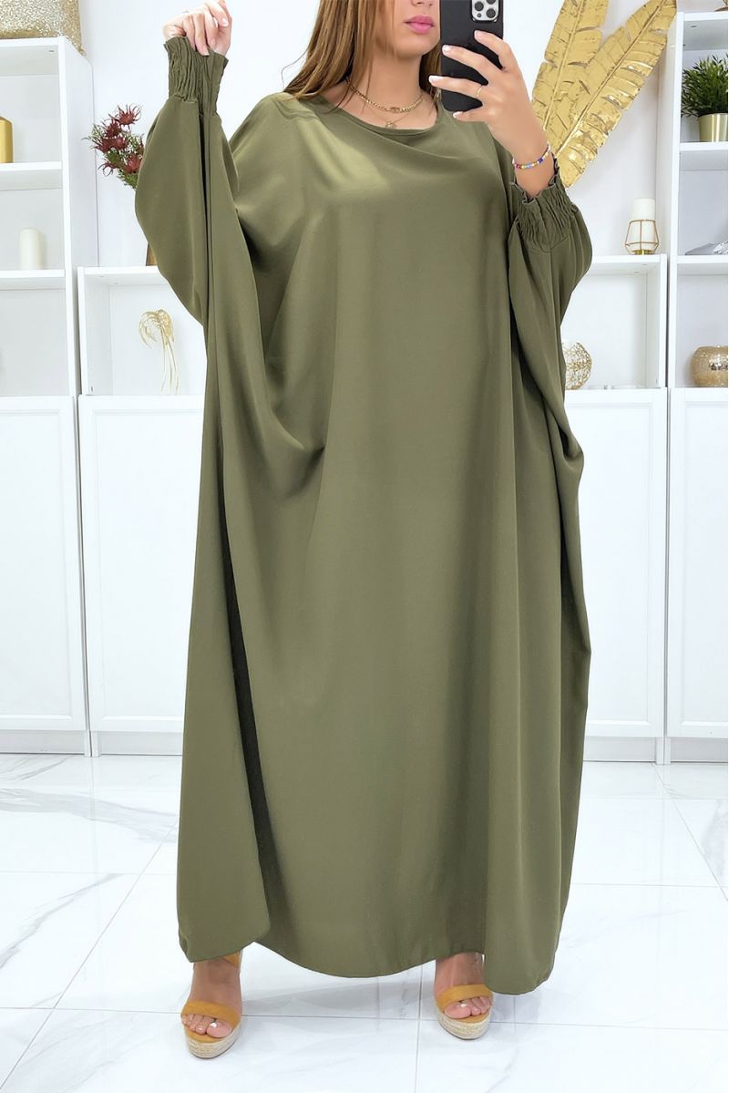 Lange, zeer losse kaki abaya met elastische mouwen - 2 Lange, zeer losse kaki abaya met elastische mouwen - 2