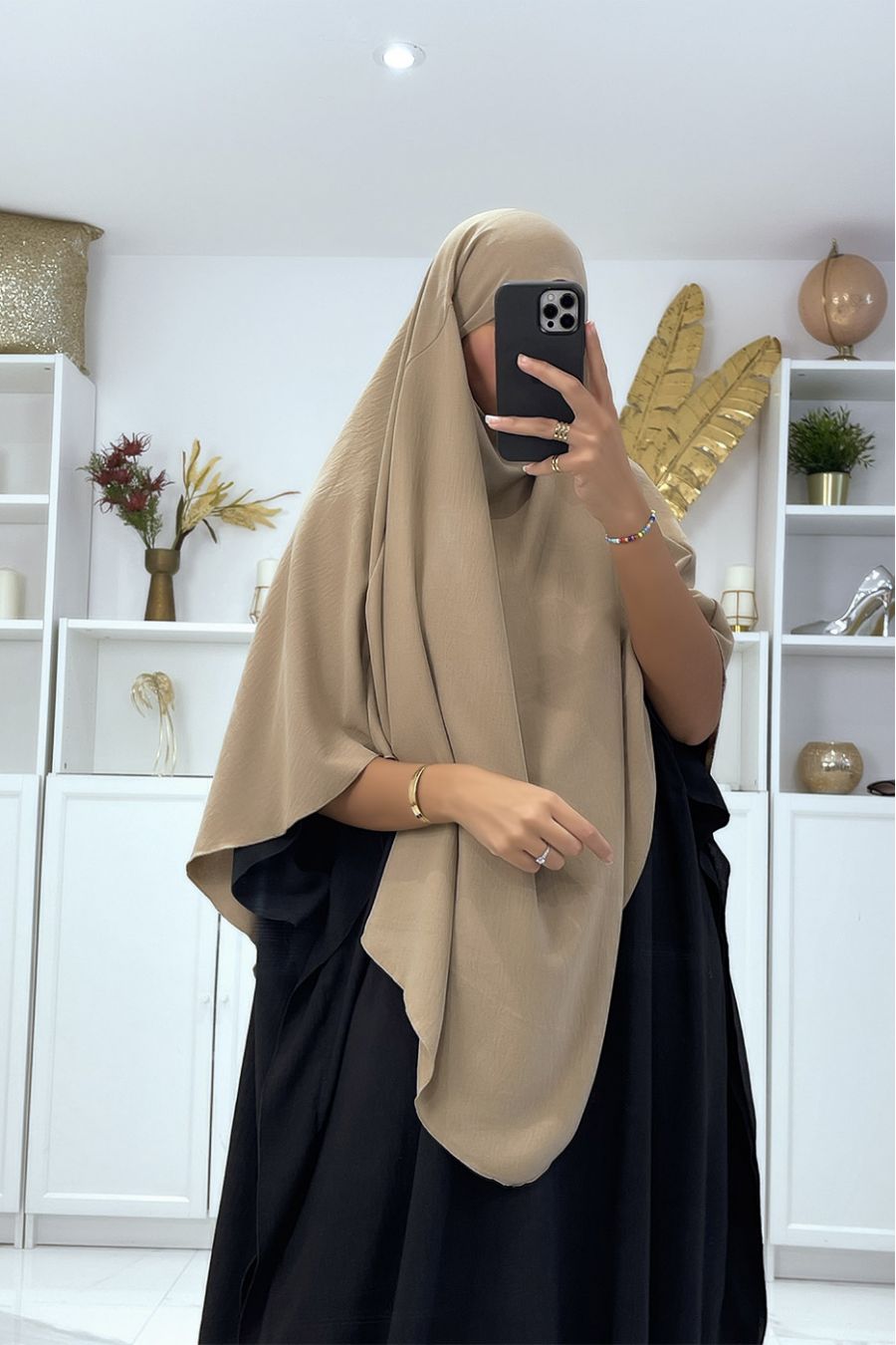 Foulard camel très large - 1