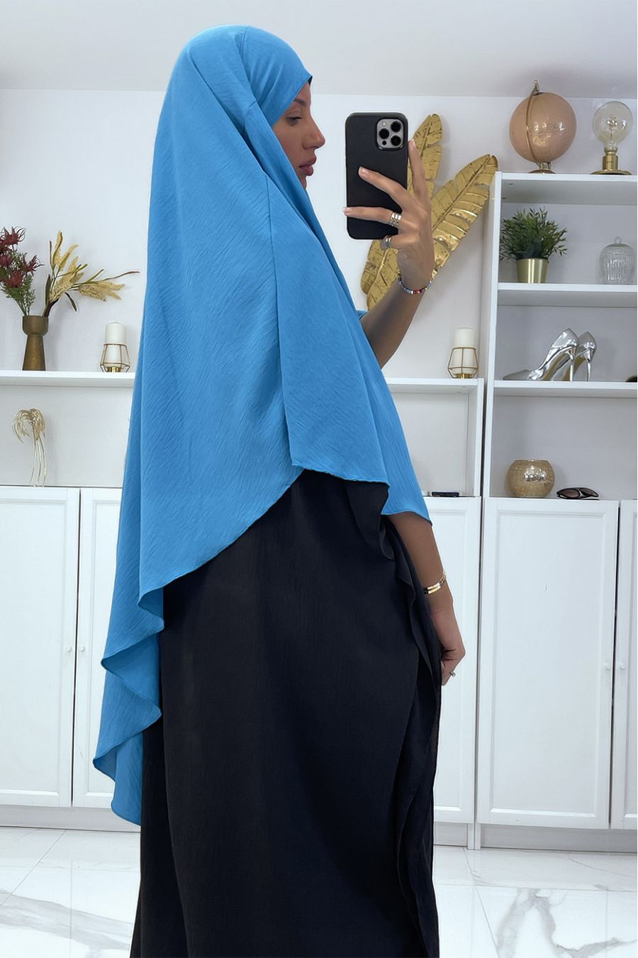 Very wide blue scarf - 4