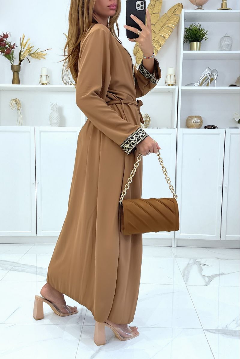 AbAAa kimono camel avec joli motif pailleté doré  - 3