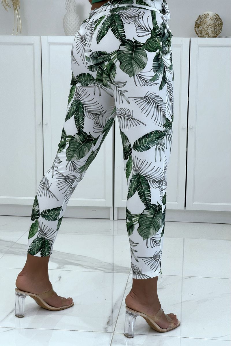 White straight cut floral trousers - 4