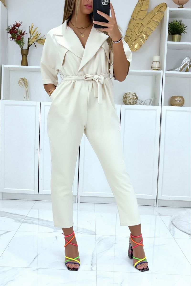 Oversized beige blazer jumpsuit - 2