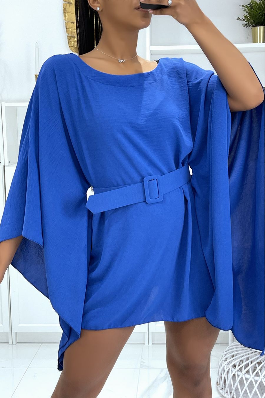 Royal tunic with belts and super trendy batwing sleeves - 4