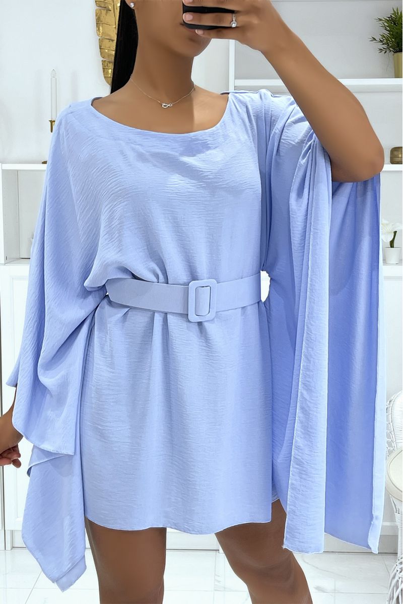 Turquoise tunic with belts and super trendy batwing sleeves - 1