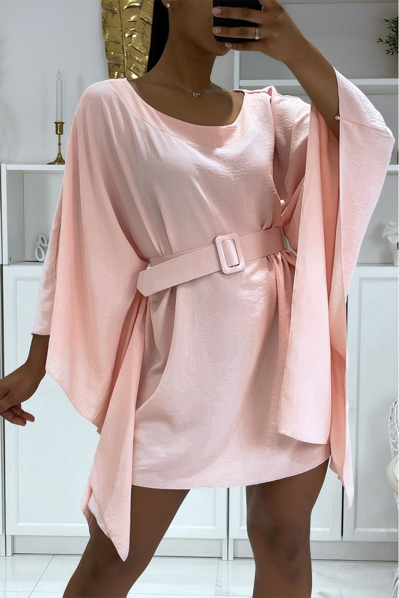 Super trendy pink tunic with belts and batwing sleeves - 1
