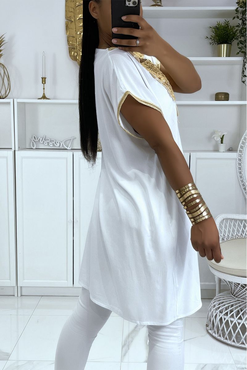 Witte Marokkaanse kraagtuniek met sublieme lovertjesaccessoire - 2