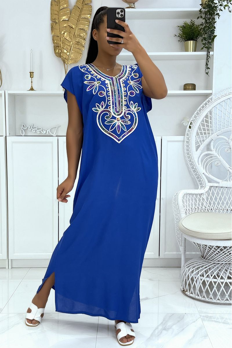 Long royal djellaba with pretty oriental pattern adorned with rhinestones - 1