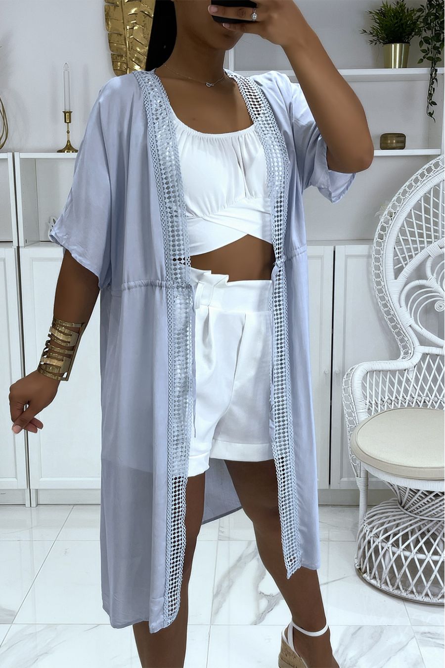 Kimono gris manches courtes  - 2