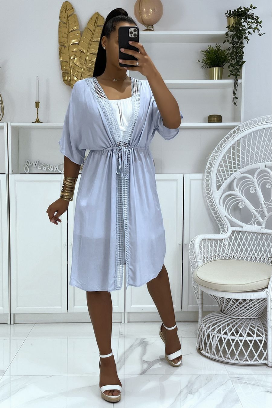 Kimono gris manches courtes  - 5