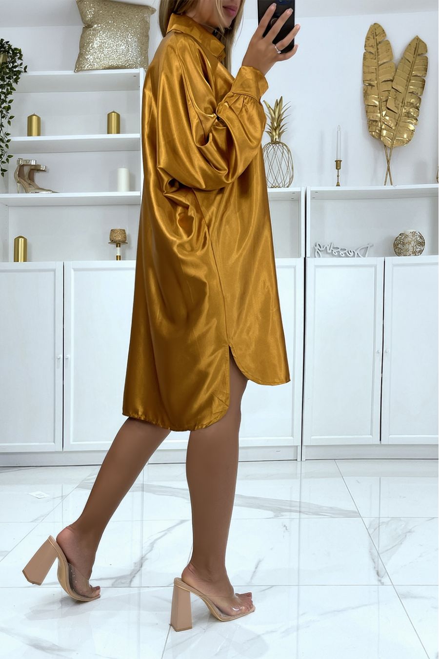 Gold batwing shop dress