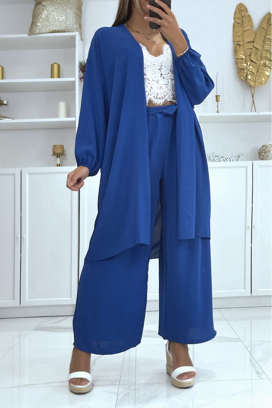 Royal kimono en palazzo broek set - 1