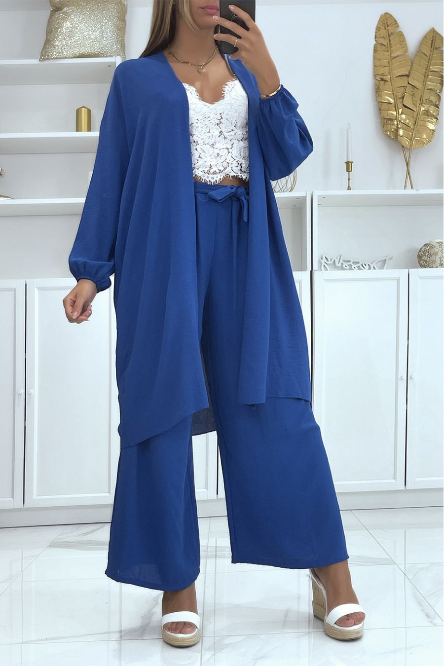 Royal kimono and palazzo pants set - 2