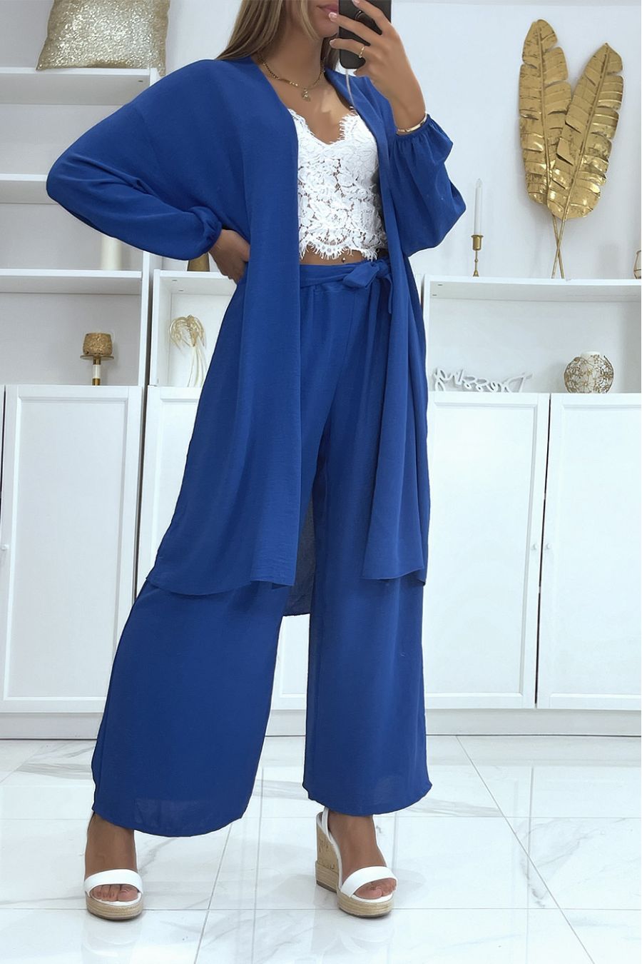 Royal kimono and palazzo pants set - 3
