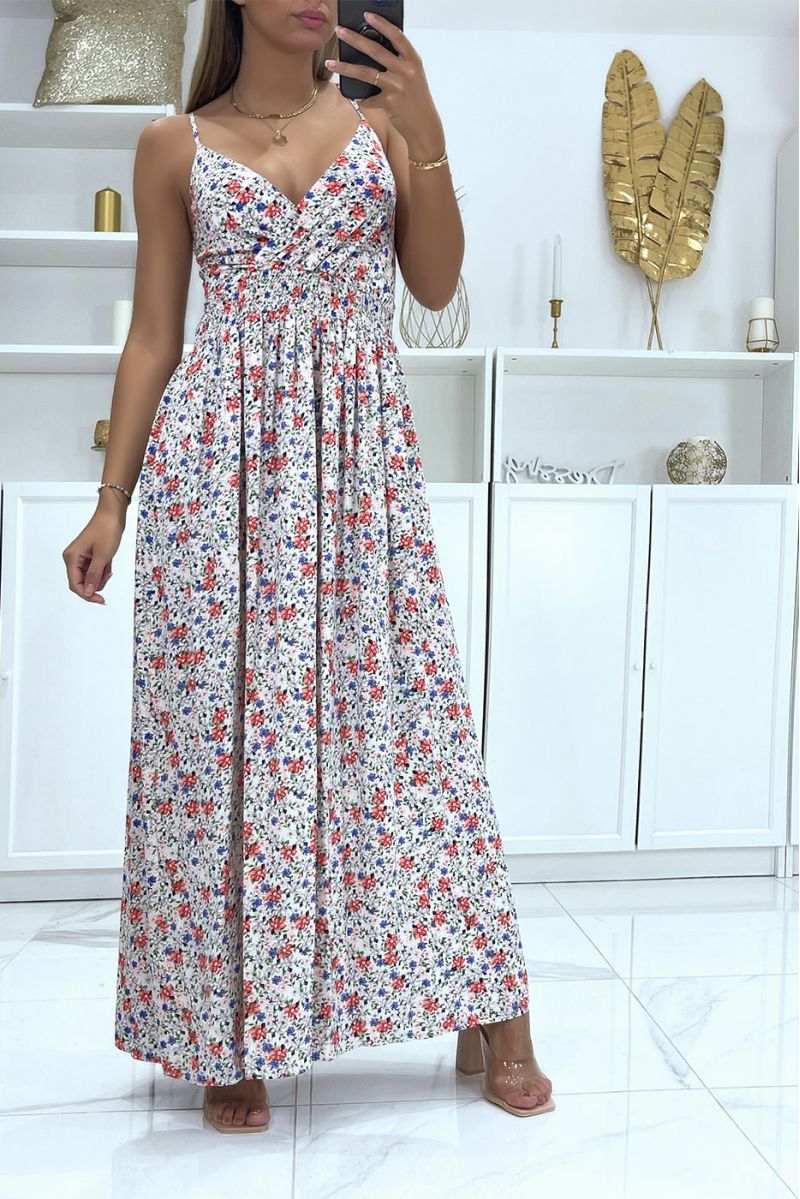 Long wrap dress with beige liberty motif - 2