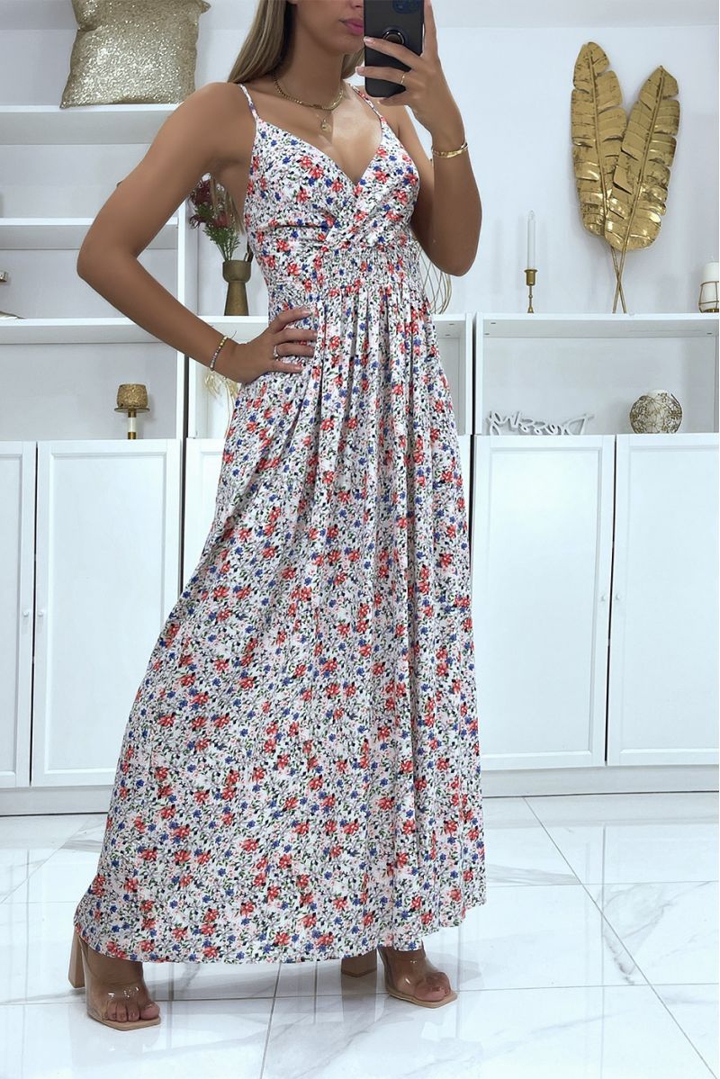 Long wrap dress with beige liberty motif - 3