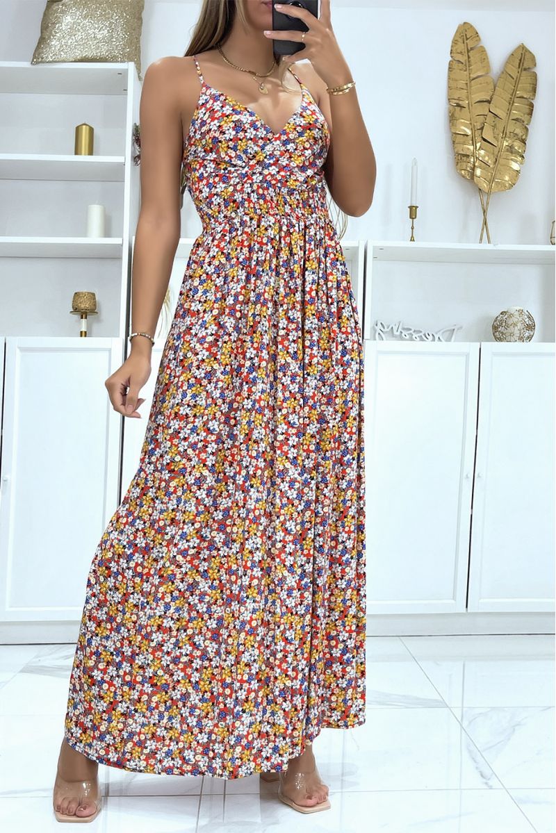Long wrap dress with red liberty pattern - 1