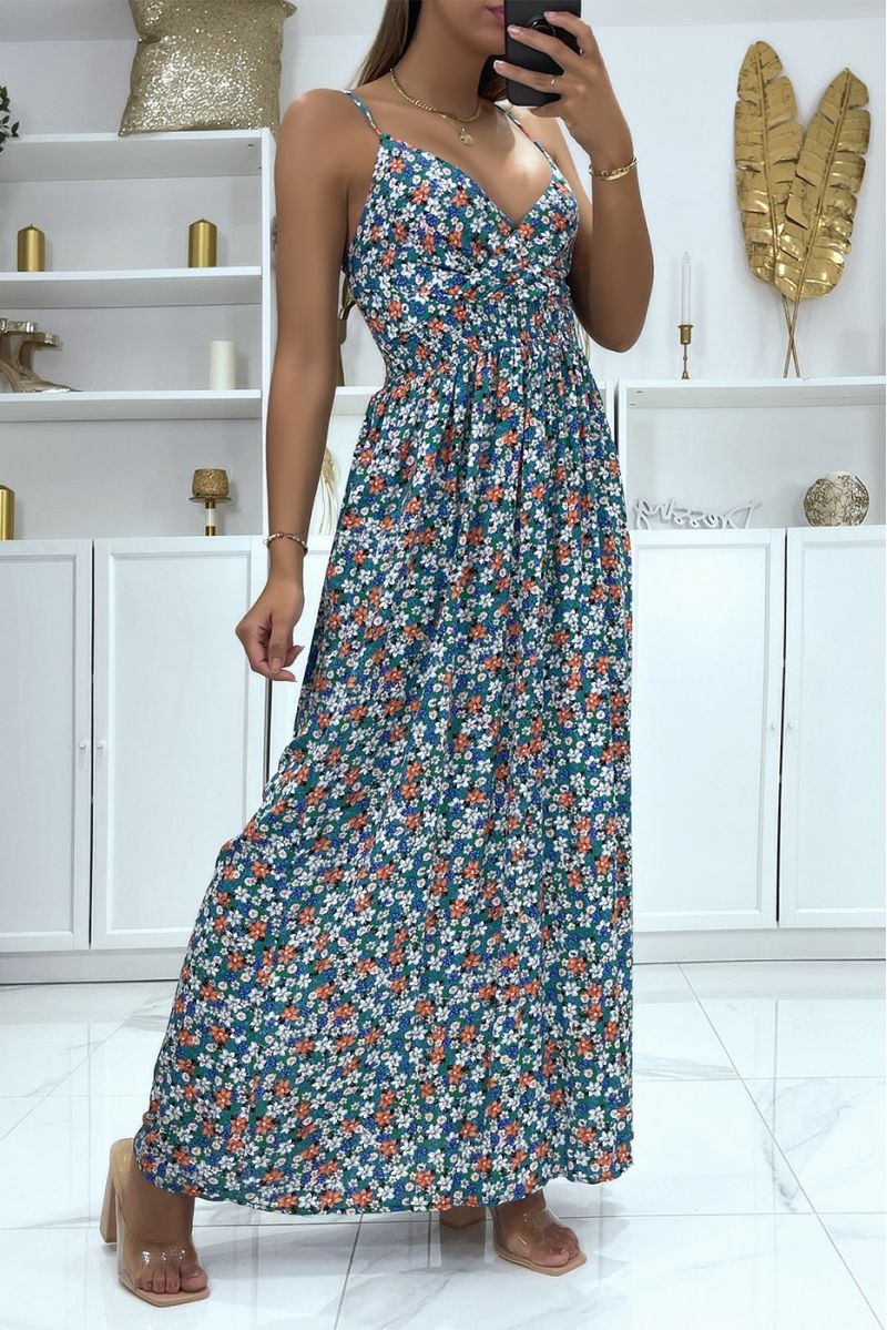 Long wrap dress with green liberty pattern - 3