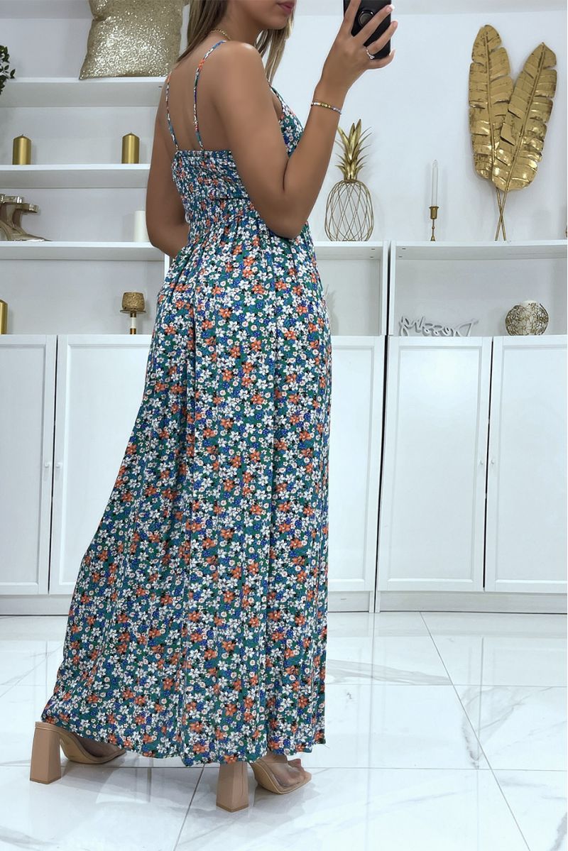 Long wrap dress with green liberty pattern - 4