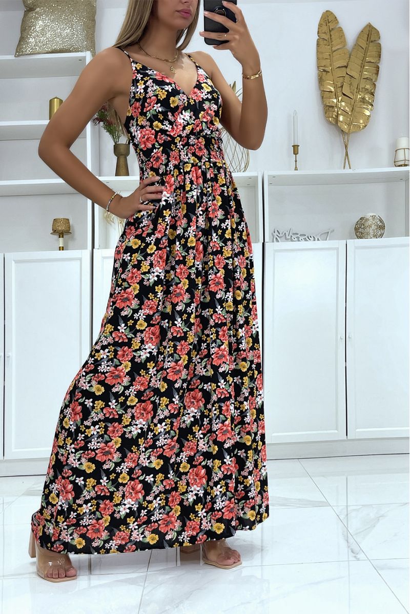 Long wrap dress with pretty black floral pattern - 3