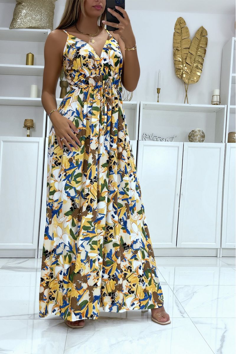 Long dress with a very chic predominantly yellow motif - 2