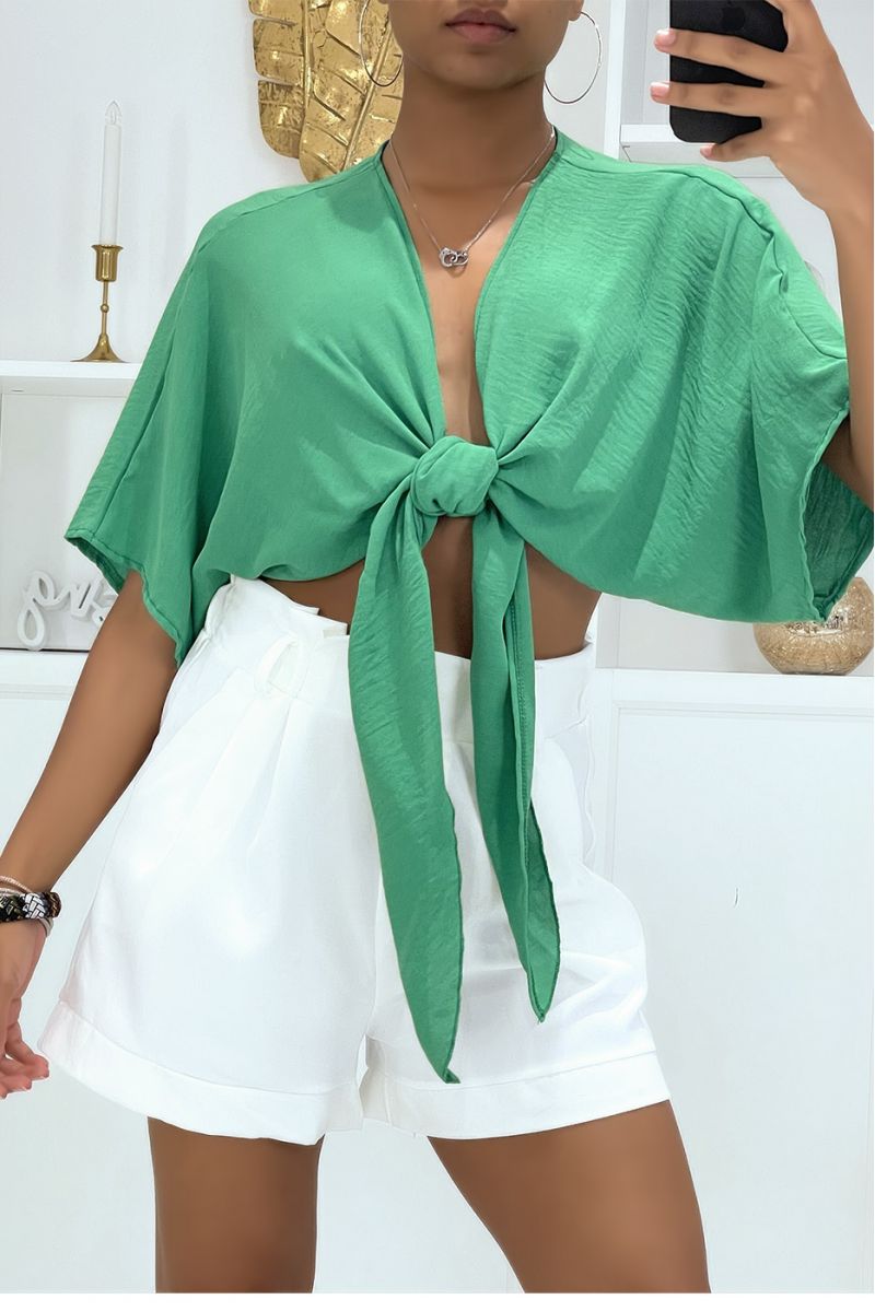 Crop top cache coeur vert  - 1