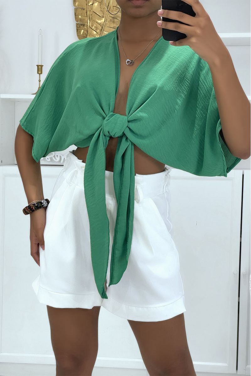 Groene wikkel crop top - 3