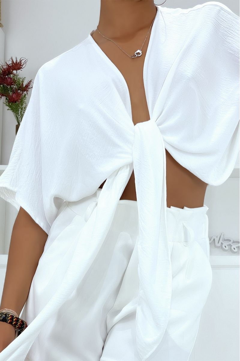 Witte omslag crop top - 4
