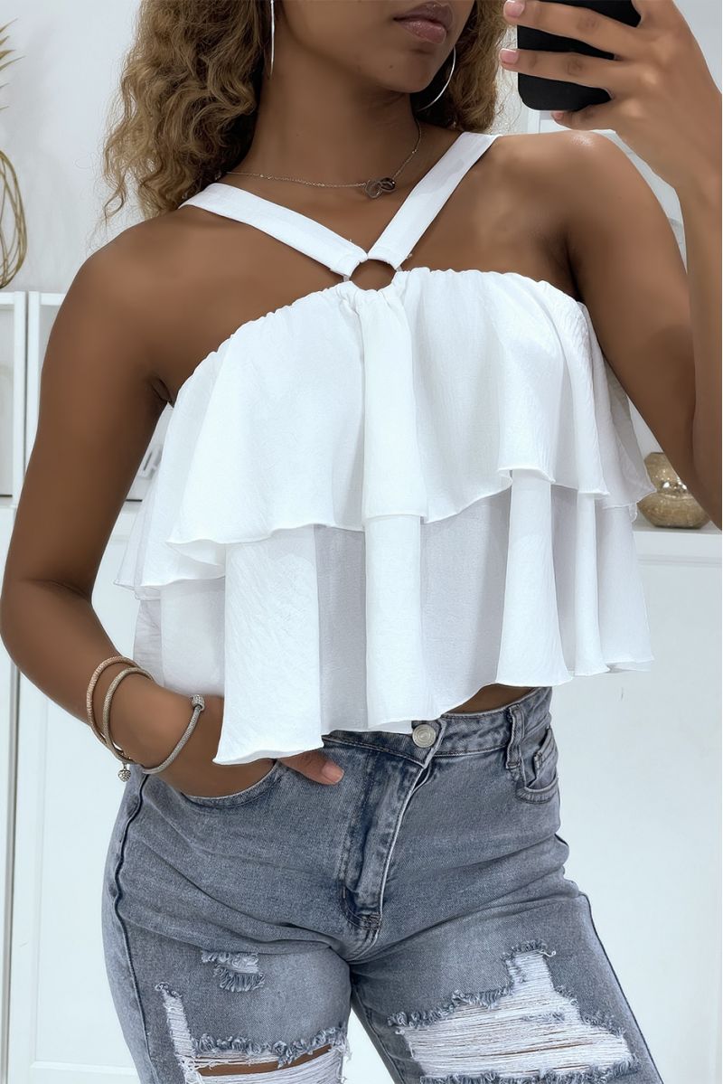 White top with ruffles and crossed straps - 2
