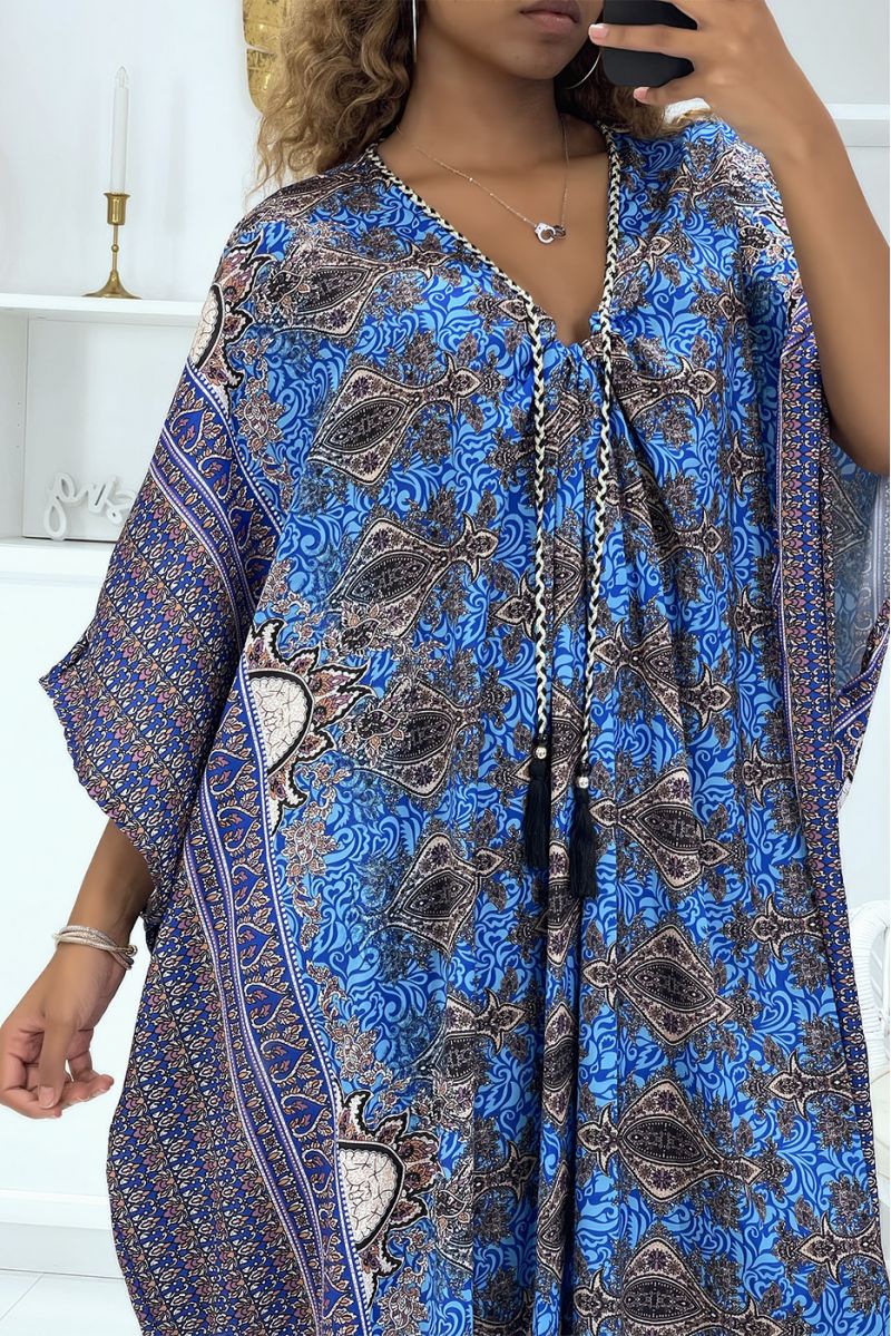 Long royal oversize tunic with oriental pattern and batwing sleeves - 2