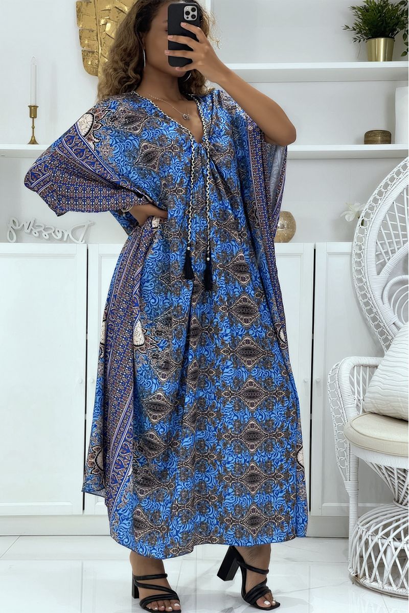 Long royal oversize tunic with oriental pattern and batwing sleeves - 3