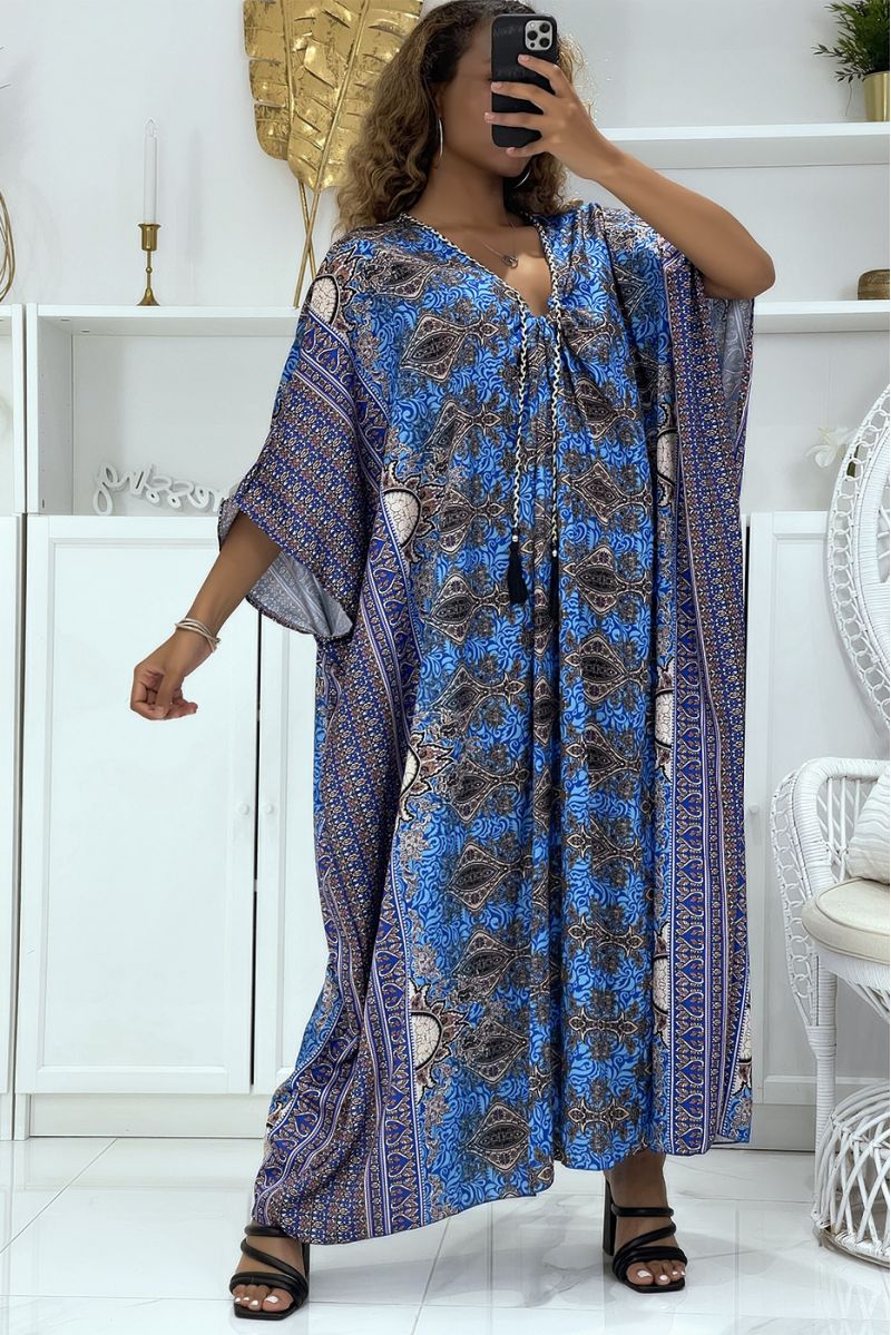 Long royal oversize tunic with oriental pattern and batwing sleeves - 4