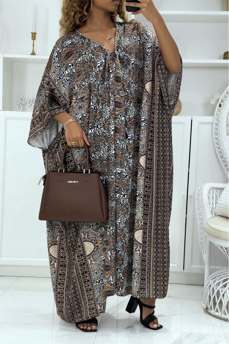 Long black oversized tunic with oriental pattern and batwing sleeves - 3