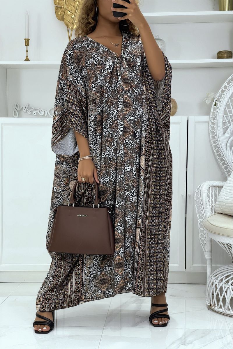 Long black oversized tunic with oriental pattern and batwing sleeves - 4